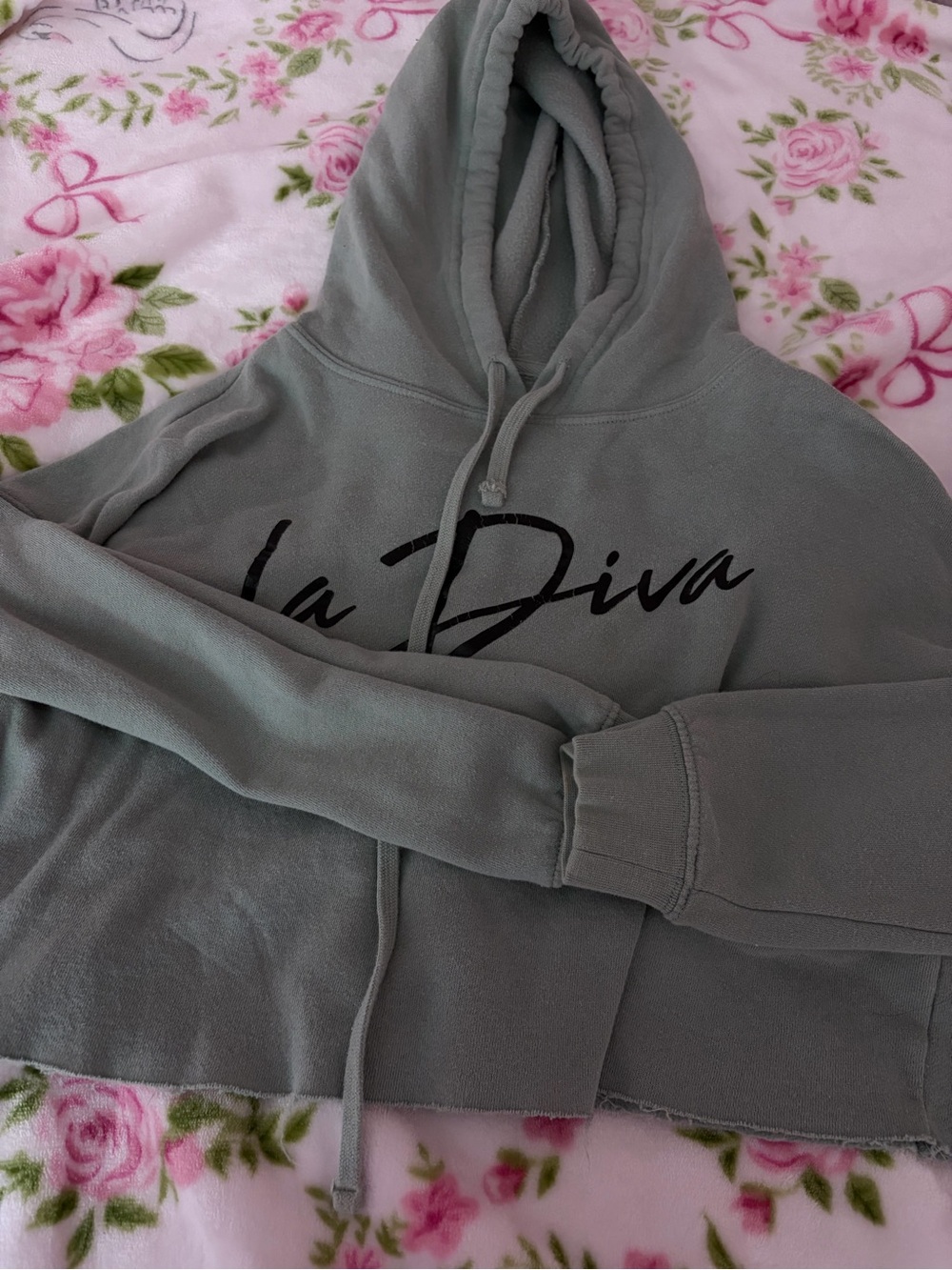 Jenni Sage Green La Diva Hoodie Sweater